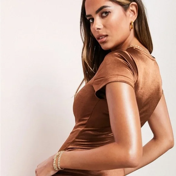 ASOS Shimmering Copper Short Sleeve Tee - Picture 2 of 4